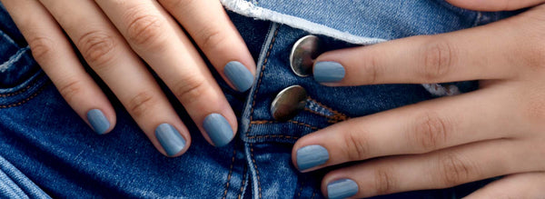 blue jeans with blue manicure