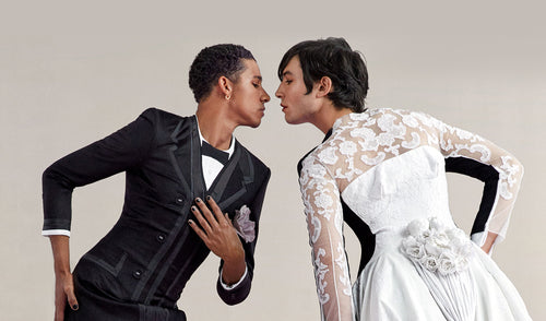 Two male models Wedding gowns