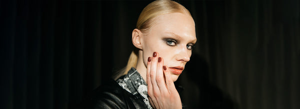 Model showing red nails