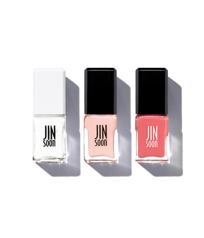 JINsoon Absolute White, Muse and Sinopia bottle on a white background.